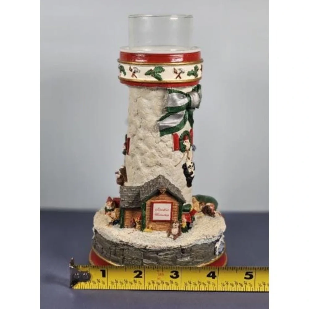 Danbury Mint Cheryl Collins Lighthouse Santa Elves Figurine w COA